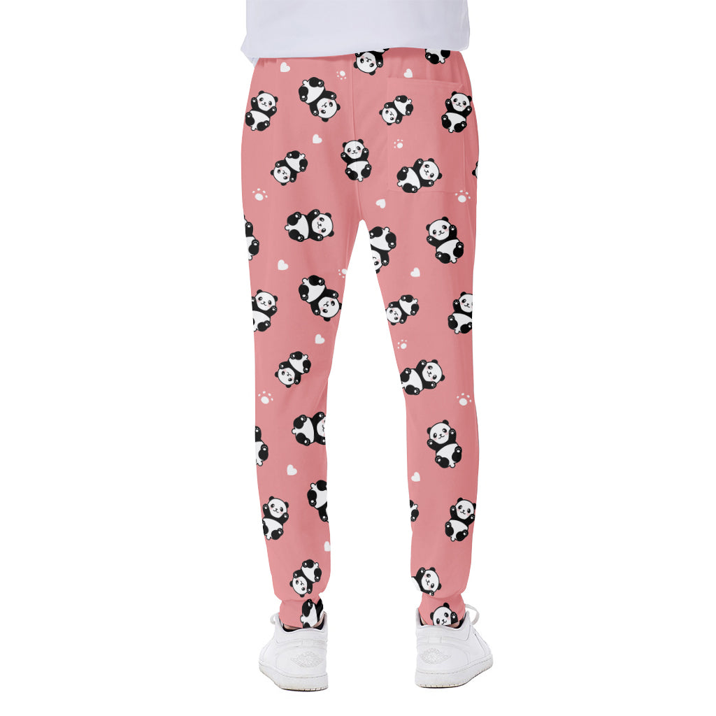 Cute Baby Panda Pattern Print Scuba Joggers