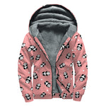 Cute Baby Panda Pattern Print Sherpa Lined Zip Up Hoodie