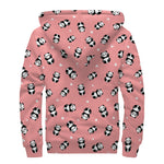 Cute Baby Panda Pattern Print Sherpa Lined Zip Up Hoodie