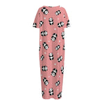 Cute Baby Panda Pattern Print Short Sleeve Long Nightdress