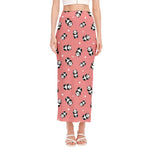 Cute Baby Panda Pattern Print Side Slit Maxi Skirt