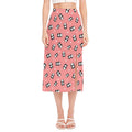 Cute Baby Panda Pattern Print Side Slit Midi Skirt