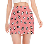 Cute Baby Panda Pattern Print Side Slit Mini Skirt