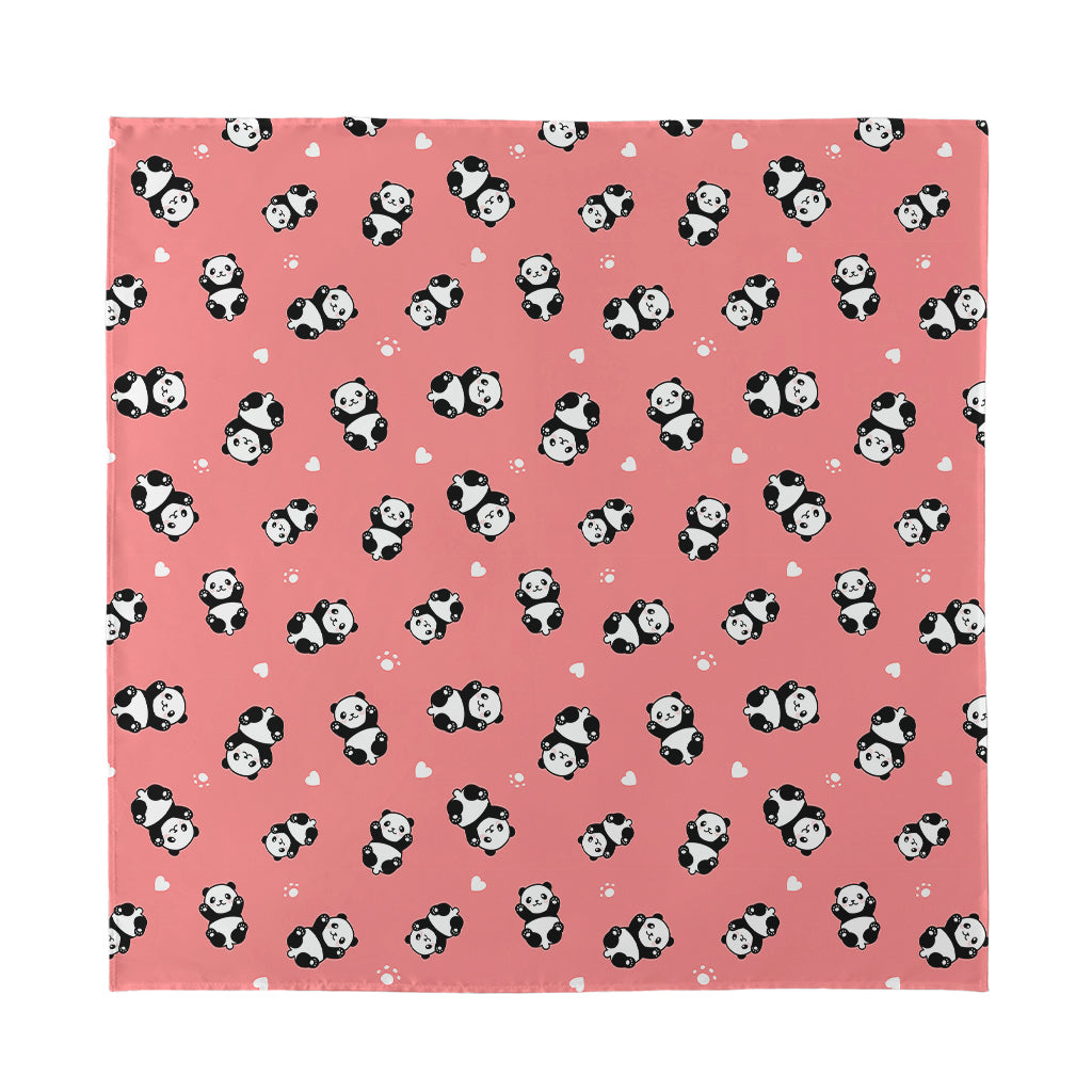 Cute Baby Panda Pattern Print Silk Bandana