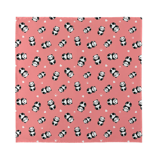 Cute Baby Panda Pattern Print Silk Bandana