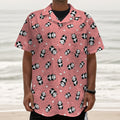 Cute Baby Panda Pattern Print Textured Short Sleeve Shirt