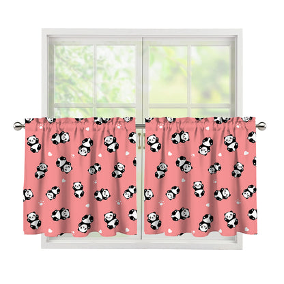 Cute Baby Panda Pattern Print Tier Curtains