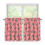Cute Baby Panda Pattern Print Tier Curtains