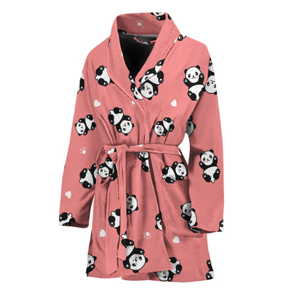 Cute Baby Panda Pattern Print Women's Bathrobe