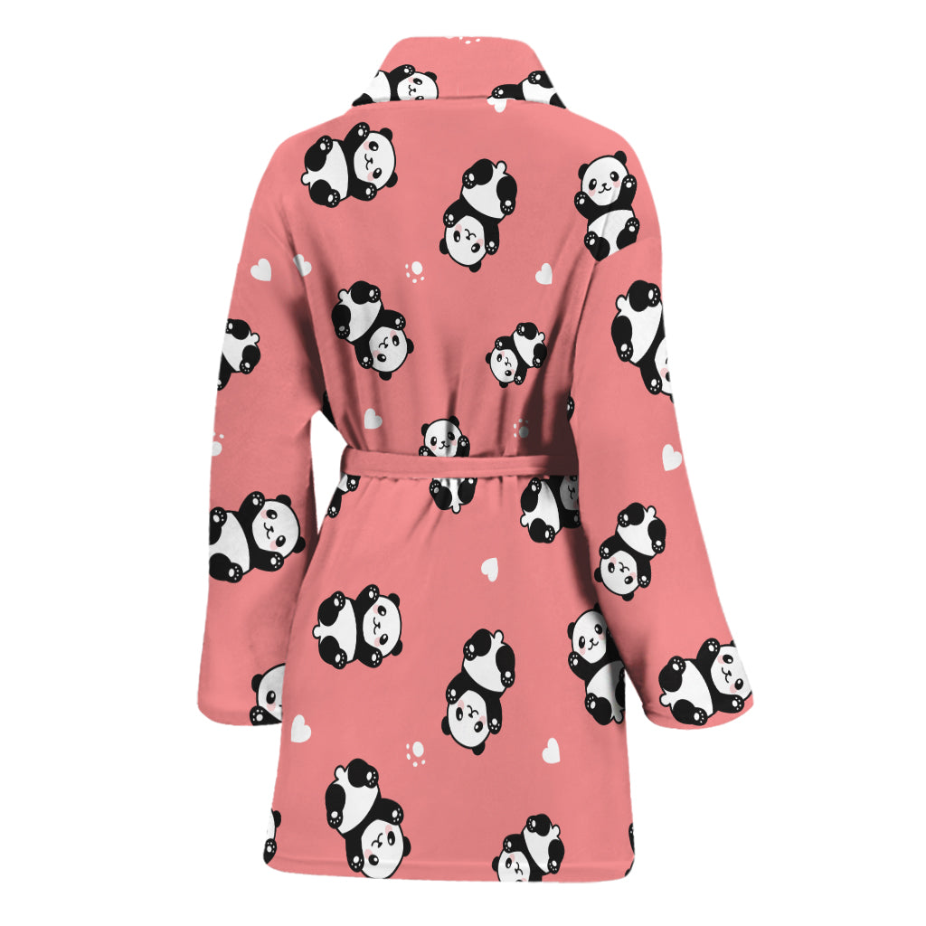 Cute Baby Panda Pattern Print Women's Bathrobe