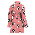 Cute Baby Panda Pattern Print Women's Bathrobe