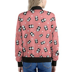 Cute Baby Panda Pattern Print Women's Bomber Jacket