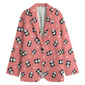 Cute Baby Panda Pattern Print Women's Cotton Blazer