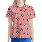 Cute Baby Panda Pattern Print Women's Polo Shirt