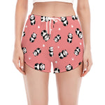 Cute Baby Panda Pattern Print Women's Split Running Shorts