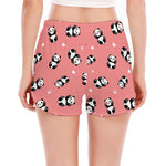 Cute Baby Panda Pattern Print Women's Split Running Shorts