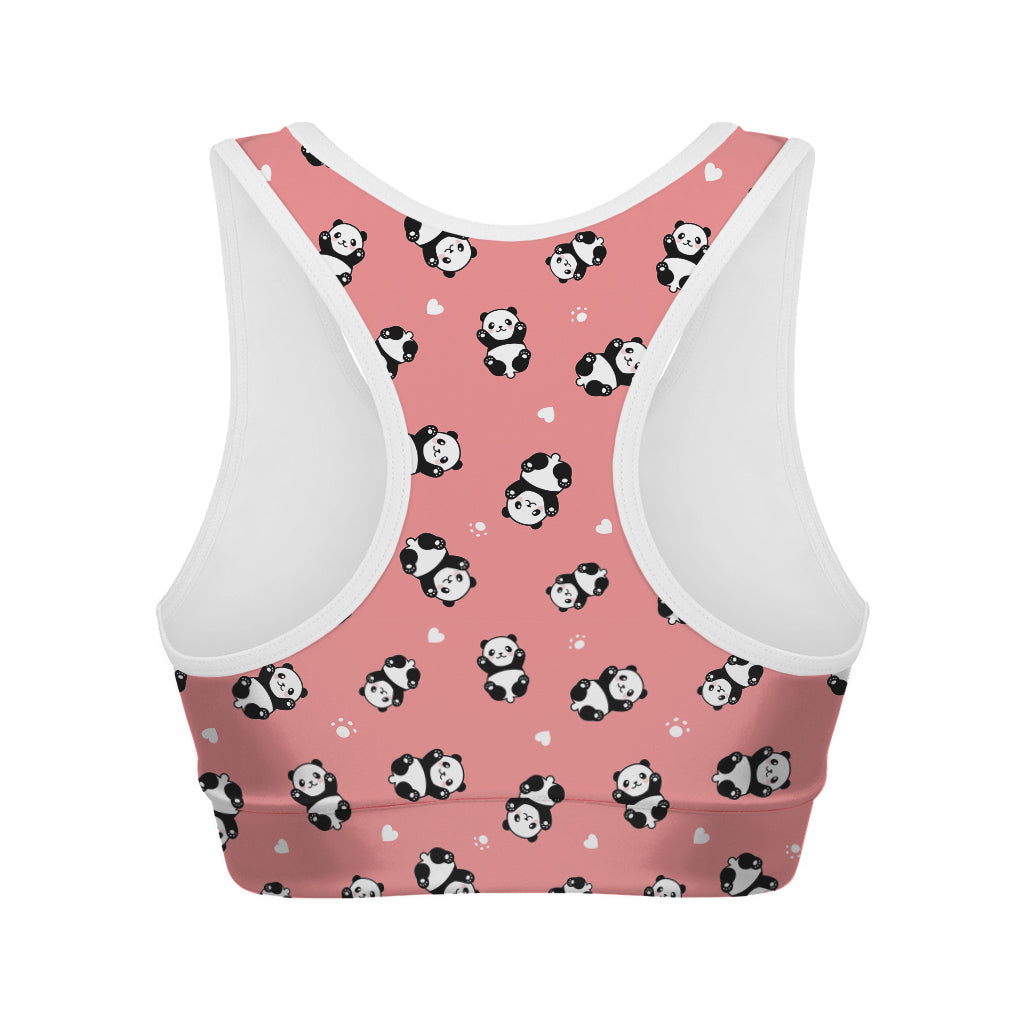 Cute Baby Panda Pattern Print Women's Sports Bra