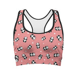 Cute Baby Panda Pattern Print Women's Sports Bra