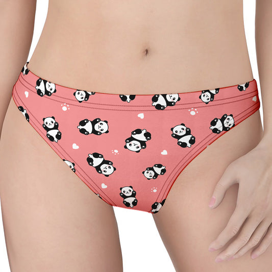 Cute Baby Panda Pattern Print Women's Thong