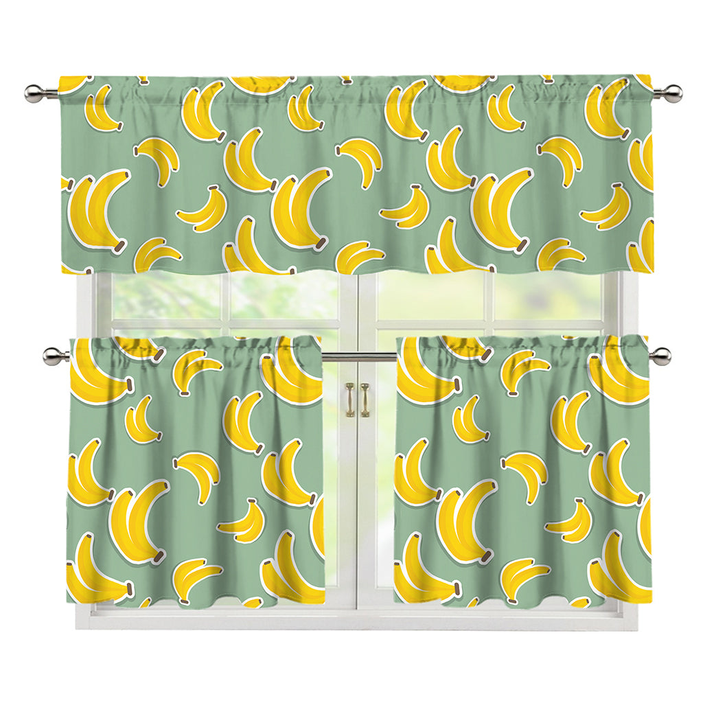 Cute Banana Pattern Print 3 Piece Kitchen Curtains