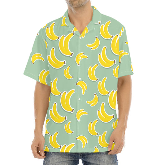 Cute Banana Pattern Print Aloha Shirt