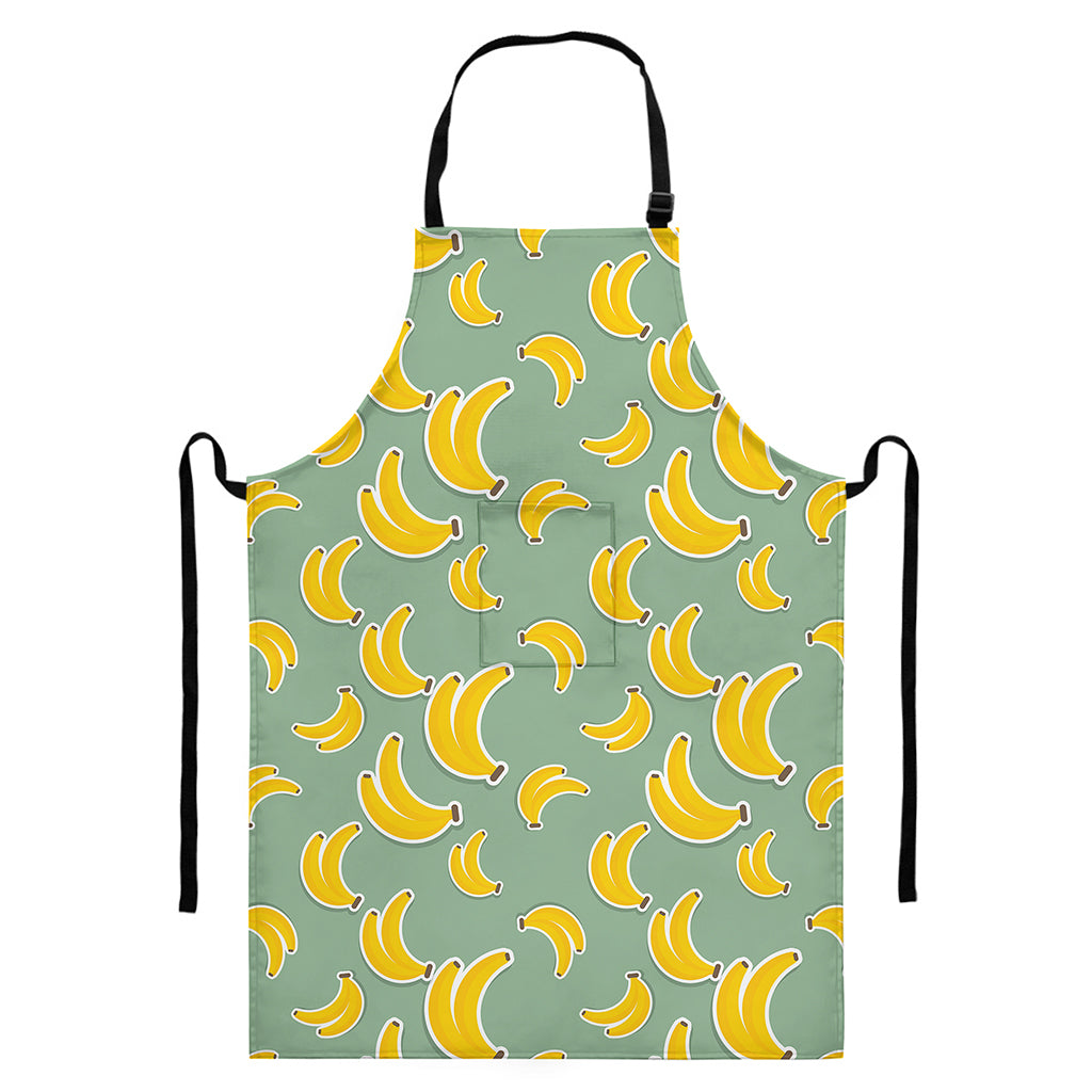 Cute Banana Pattern Print Bib Apron With Pocket