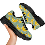Cute Banana Pattern Print Black Chunky Shoes