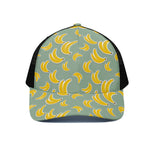 Cute Banana Pattern Print Black Mesh Trucker Cap