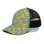 Cute Banana Pattern Print Black Mesh Trucker Cap