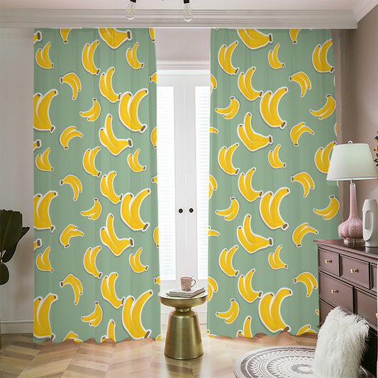 Cute Banana Pattern Print Blackout Pencil Pleat Curtains