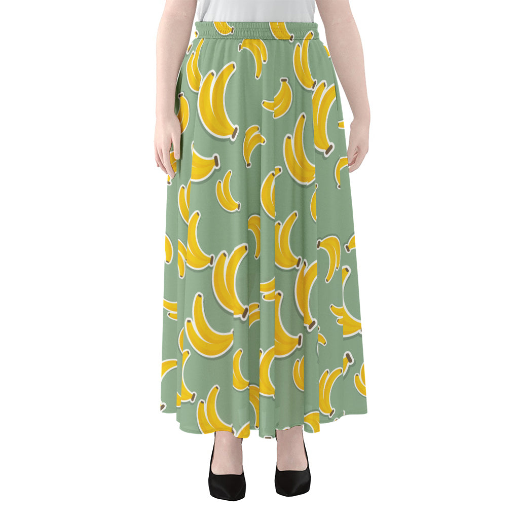 Cute Banana Pattern Print Chiffon Maxi Skirt