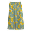 Cute Banana Pattern Print Cotton Front Slit Maxi Skirt