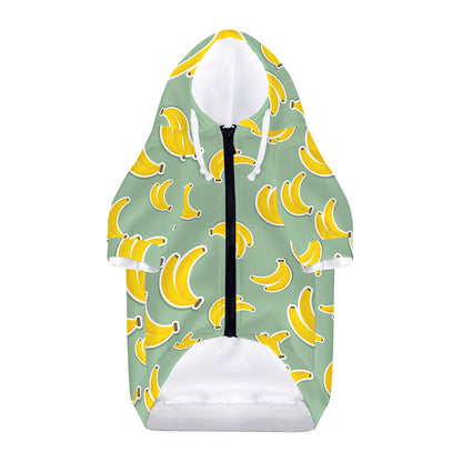 Cute Banana Pattern Print Dog Zip Up Hoodie