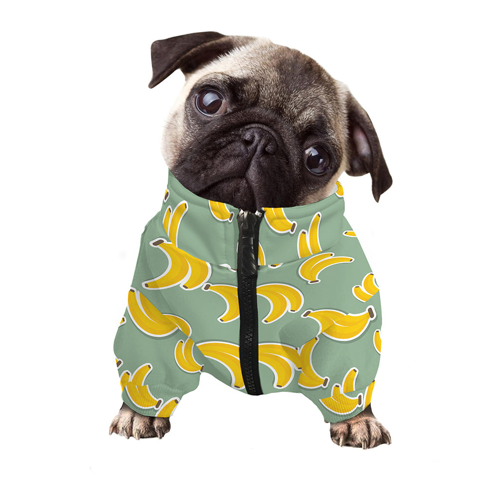 Cute Banana Pattern Print Dog Zip Up Jacket