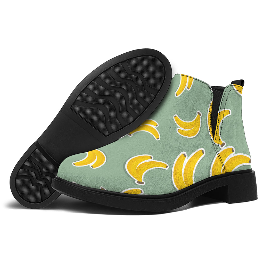 Cute Banana Pattern Print Flat Ankle Boots