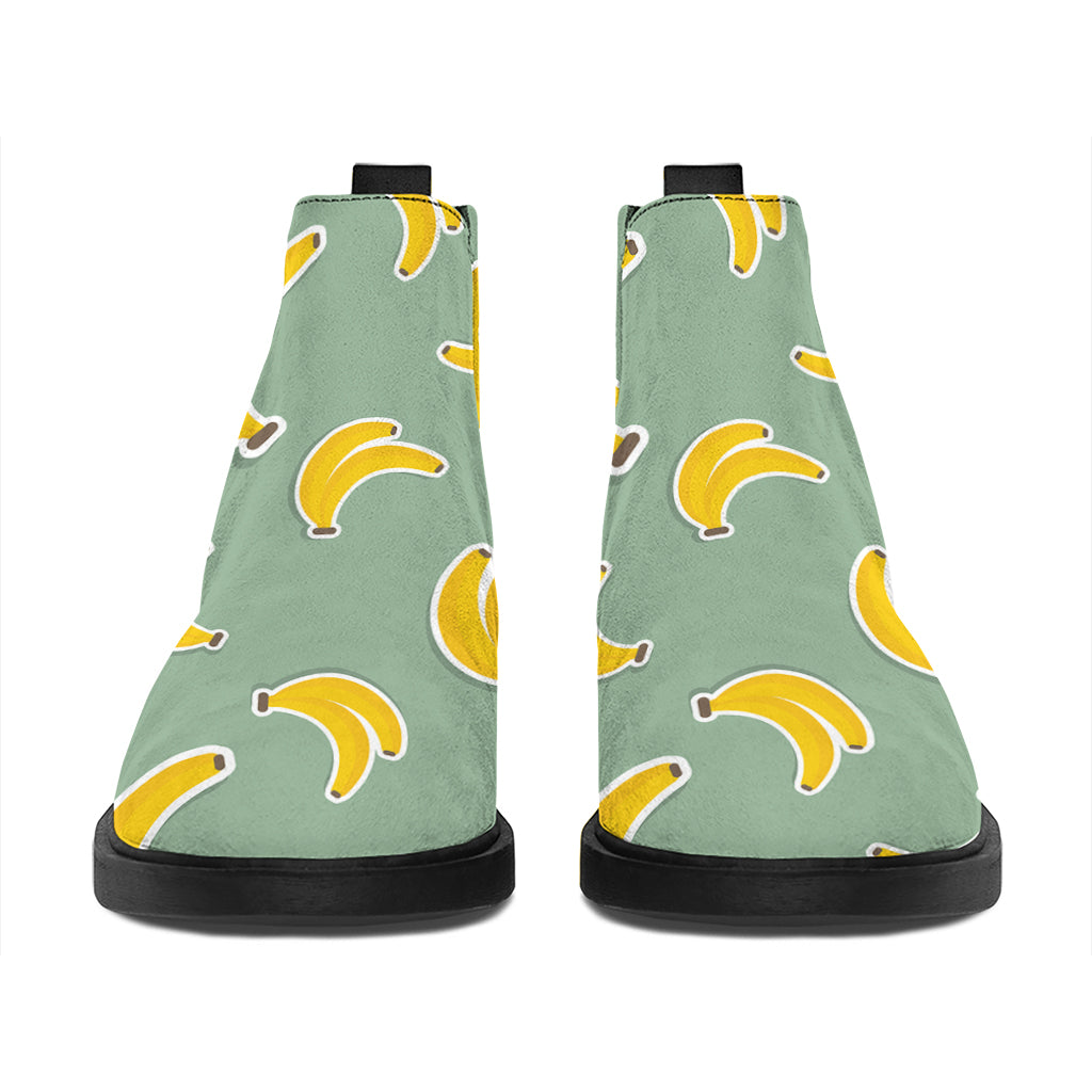 Cute Banana Pattern Print Flat Ankle Boots