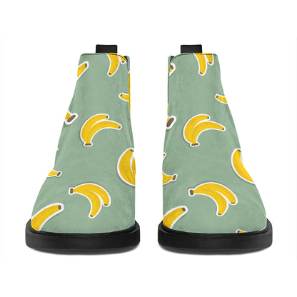 Cute Banana Pattern Print Flat Ankle Boots