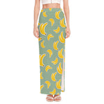 Cute Banana Pattern Print High Slit Maxi Skirt