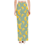 Cute Banana Pattern Print High Slit Maxi Skirt