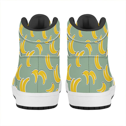 Cute Banana Pattern Print High Top Leather Sneakers