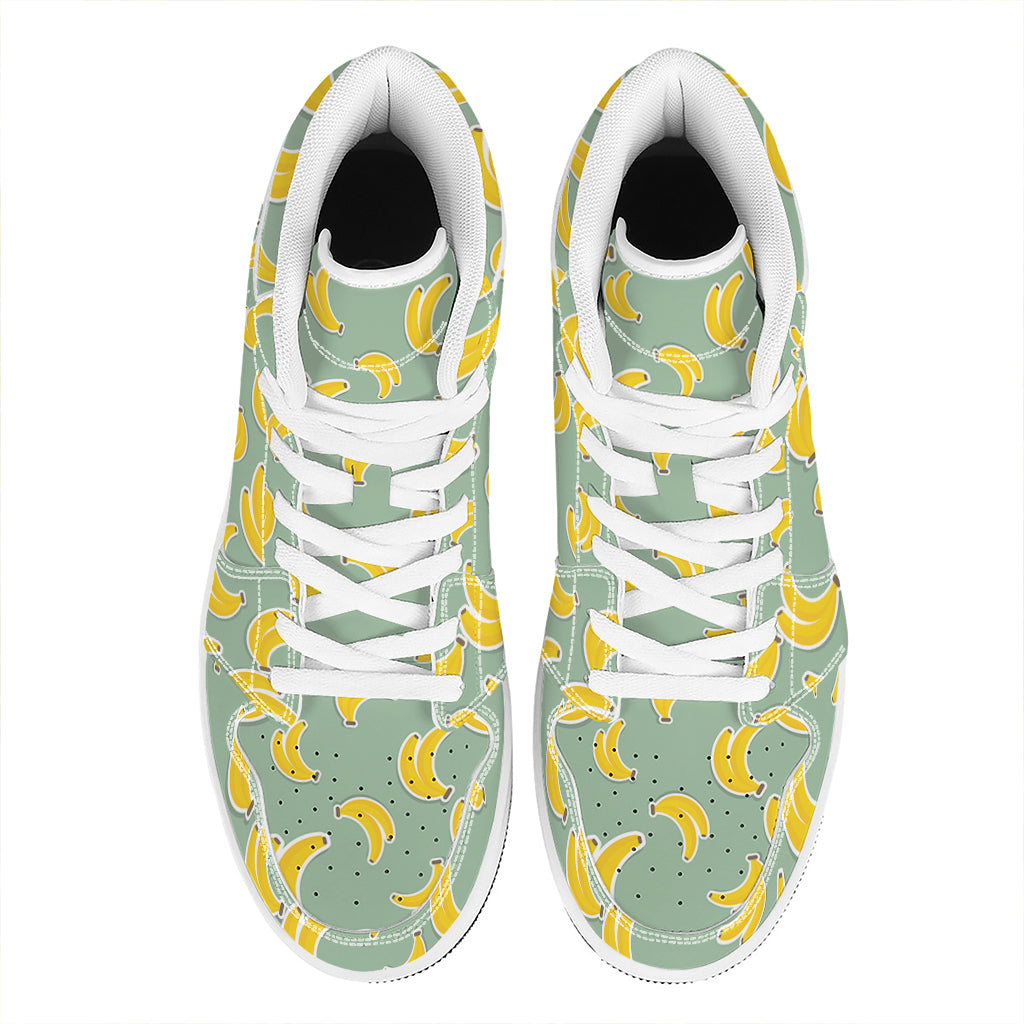 Cute Banana Pattern Print High Top Leather Sneakers