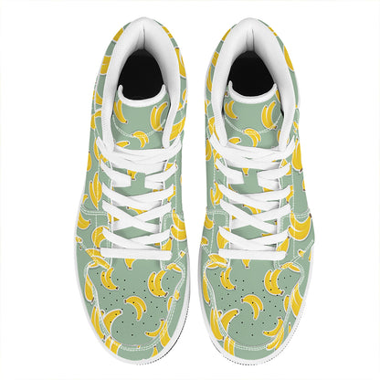 Cute Banana Pattern Print High Top Leather Sneakers