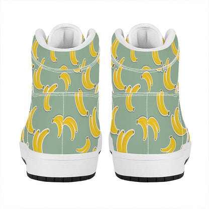 Cute Banana Pattern Print High Top Leather Sneakers