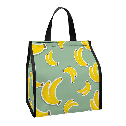 Cute Banana Pattern Print Insulated Lunch Tote