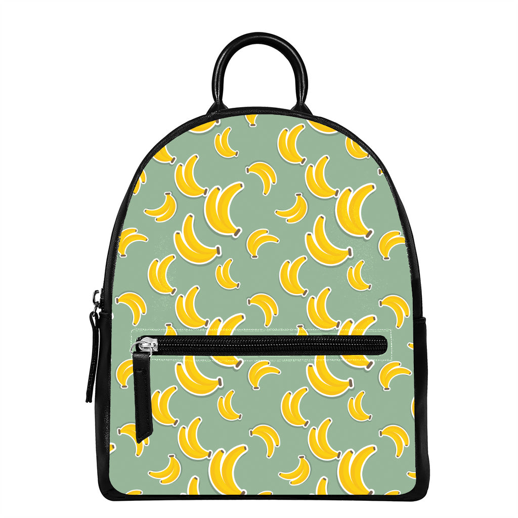 Cute Banana Pattern Print Leather Backpack