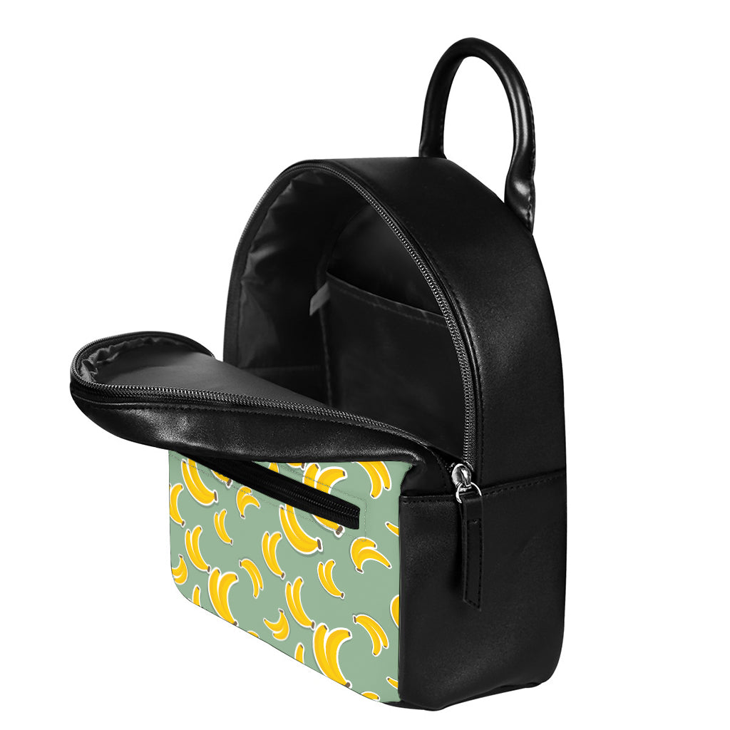 Cute Banana Pattern Print Leather Backpack