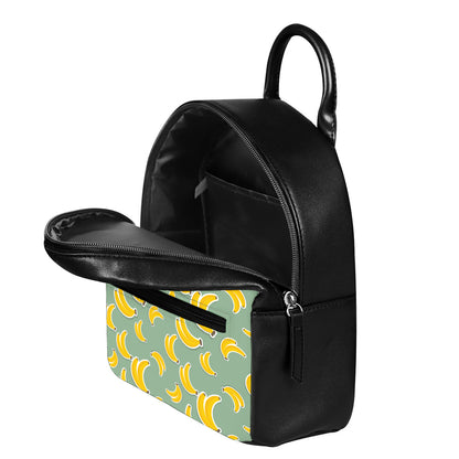 Cute Banana Pattern Print Leather Backpack