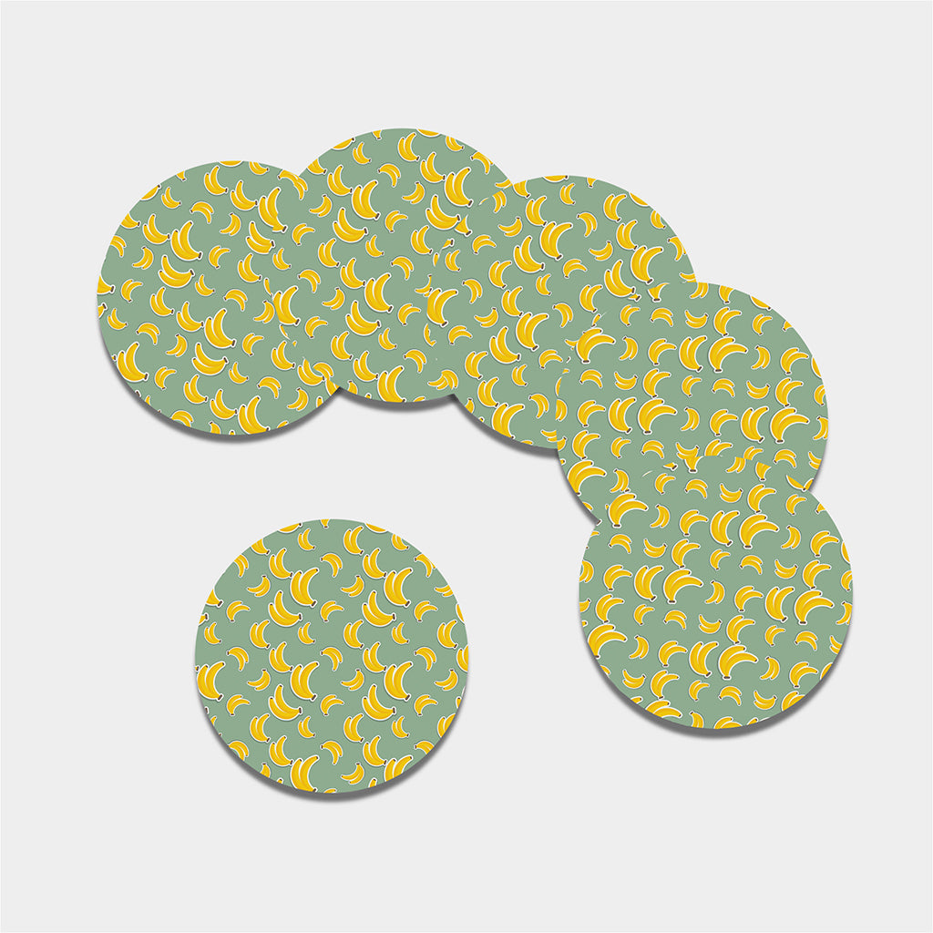 Cute Banana Pattern Print Leather Coaster Set