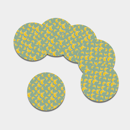 Cute Banana Pattern Print Leather Coaster Set