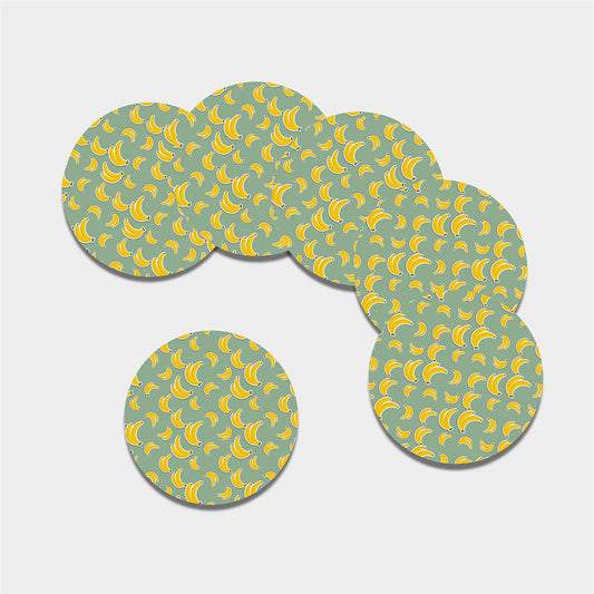 Cute Banana Pattern Print Leather Coaster Set